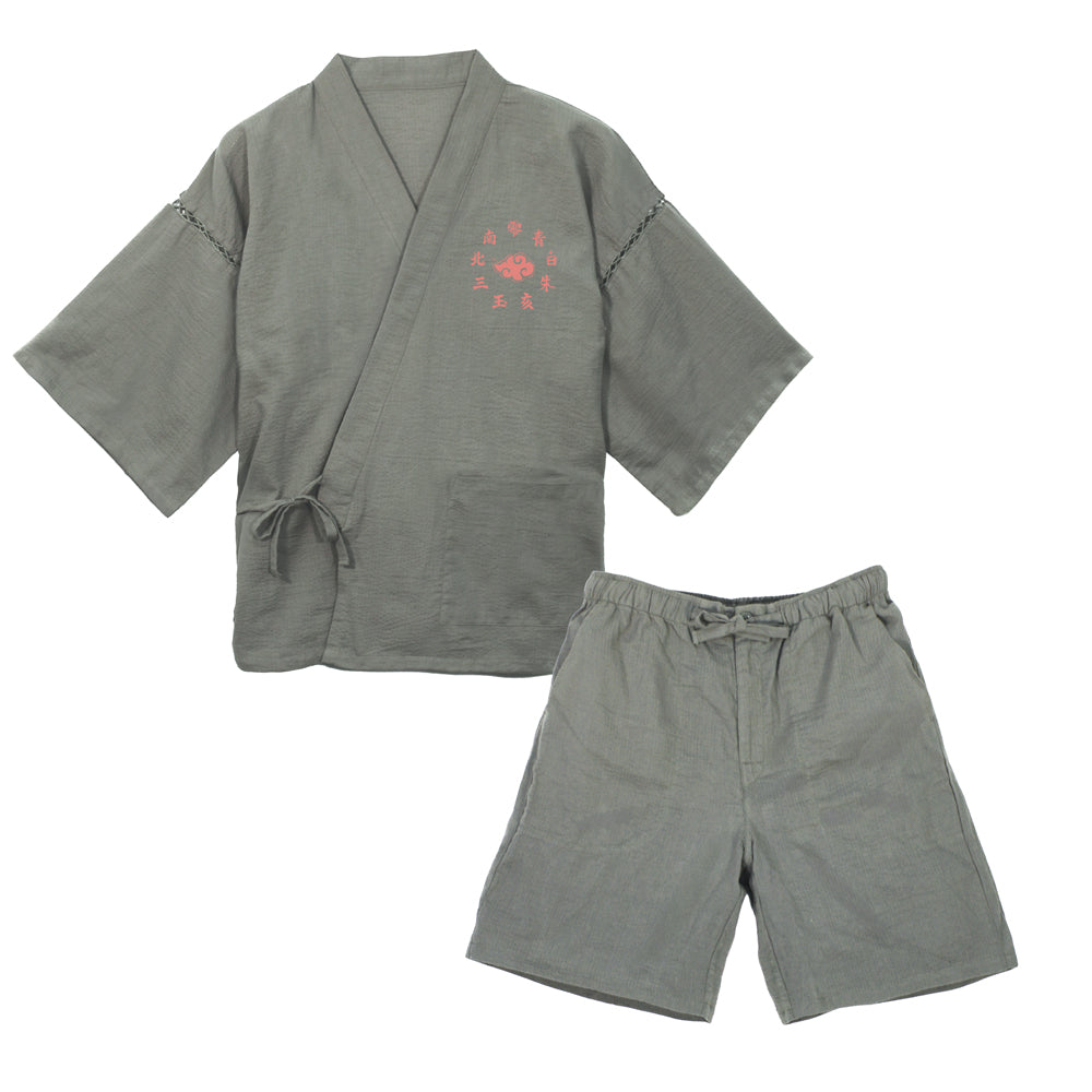 “暁 甚平/利休鼠-大（XL~XXL）