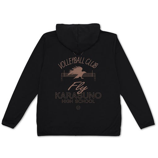 烏野高校排球部 薄身速乾連帽衛衣/黑