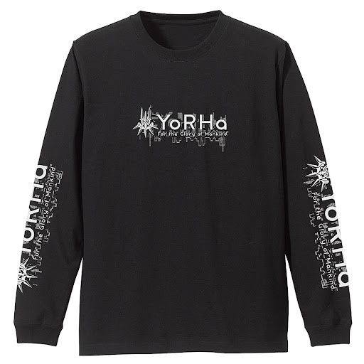 YoRHa 部隊 羅紋袖長袖 T恤/黑